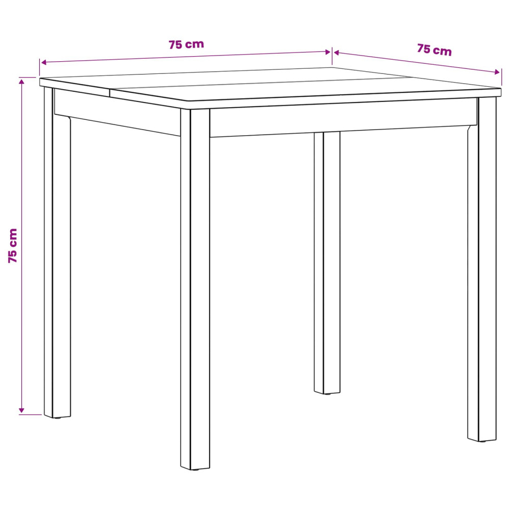 Produktbild för Matbord 75 x 75 x 75,5 cm Massivt Ekträ Naturlig Fyrkantig