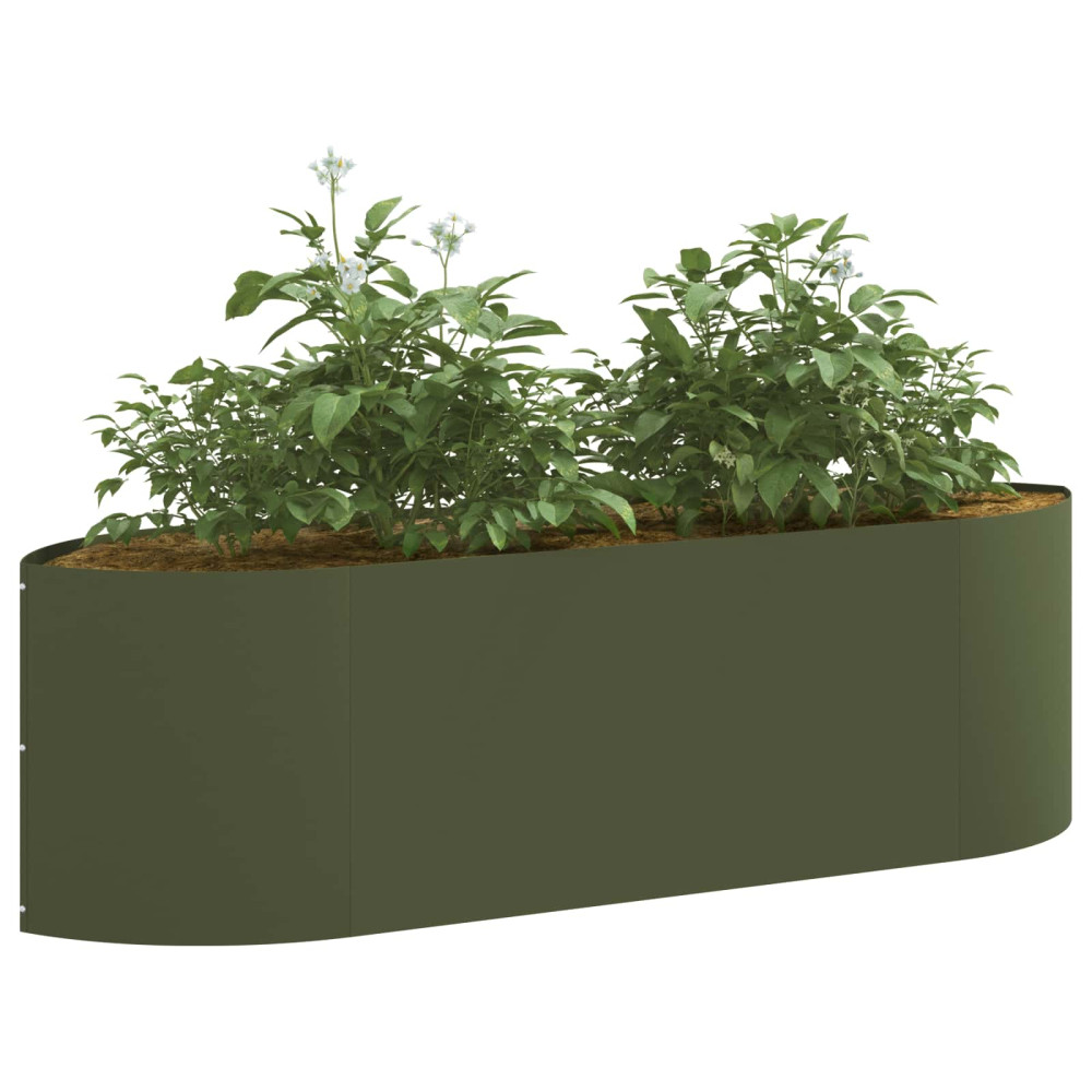 Produktbild för Höjd Trädgårdsbädd Olivgrön 140 x 40 x 40 cm Stål