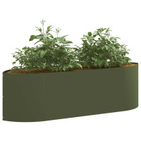Produktbild för Höjd Trädgårdsbädd Olivgrön 140 x 40 x 40 cm Stål