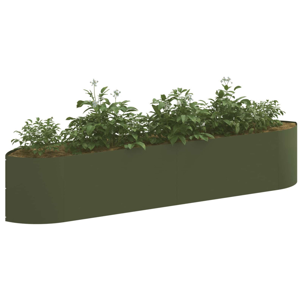 Produktbild för Höjd Trädgårdsbädd Olivgrön 220 x 40 x 40 cm Stål