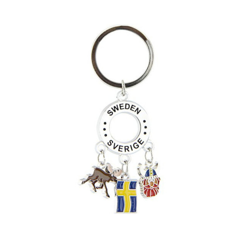 Produktbild för Nyckelring Sweden Älg/Flagga/Viking
