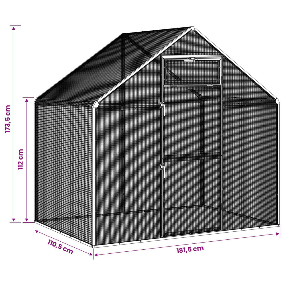 Produktbild för Fågelbur Antracit 181,5 x 110,5 x 173,5 cm Svetsat trådmask
