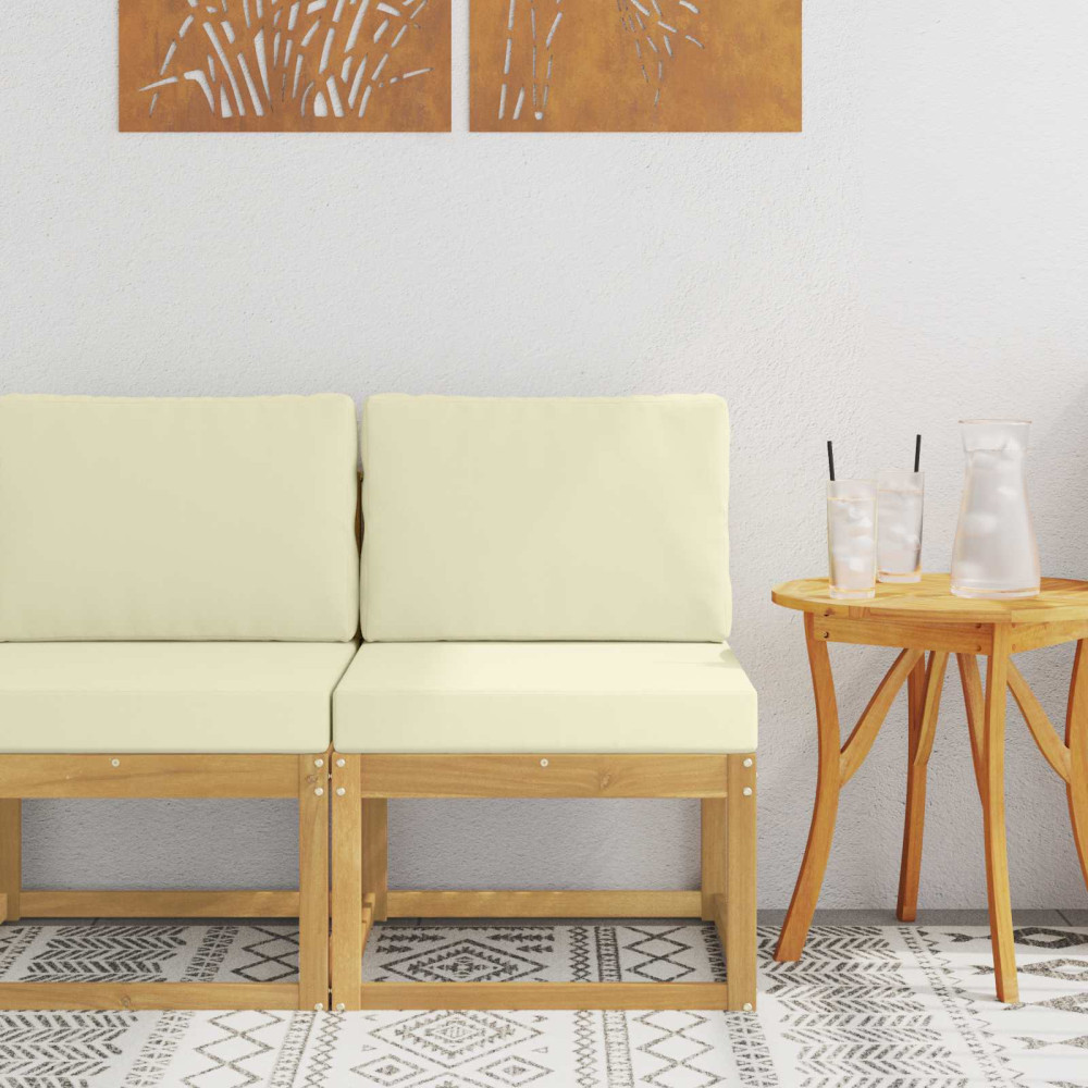 Produktbild för Utomhussoffset Vit och grädde 59 x 63 x 73 cm Massivt Akaciaträ