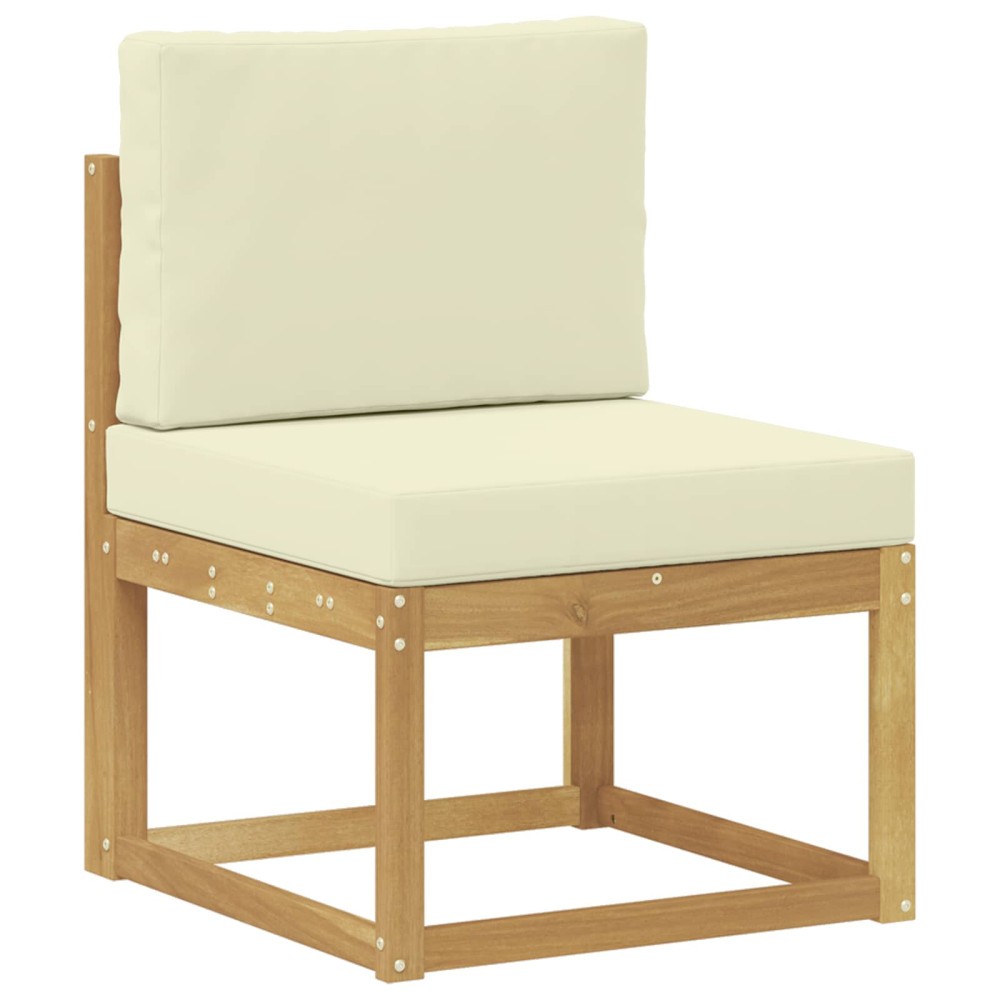 Produktbild för Utomhussoffset Vit och grädde 59 x 63 x 73 cm Massivt Akaciaträ