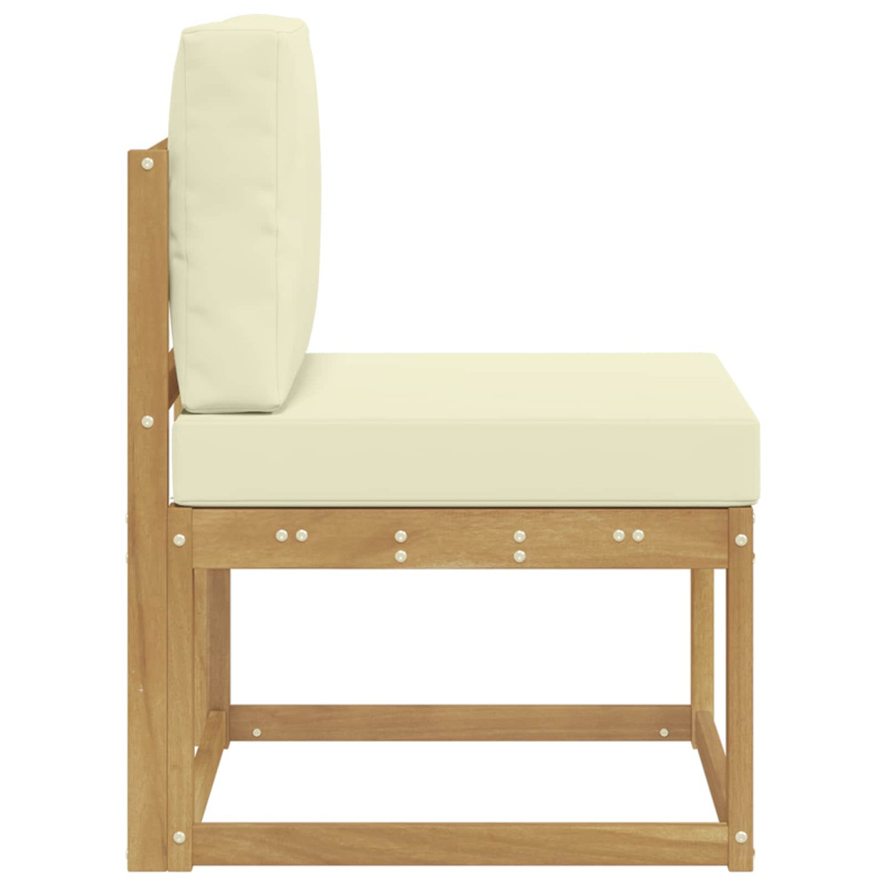 Produktbild för Utomhussoffset Vit och grädde 59 x 63 x 73 cm Massivt Akaciaträ