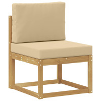 Produktbild för Utomhussoffset Vit och Beige 59 x 63 x 73 cm Massivt Akaciaträ