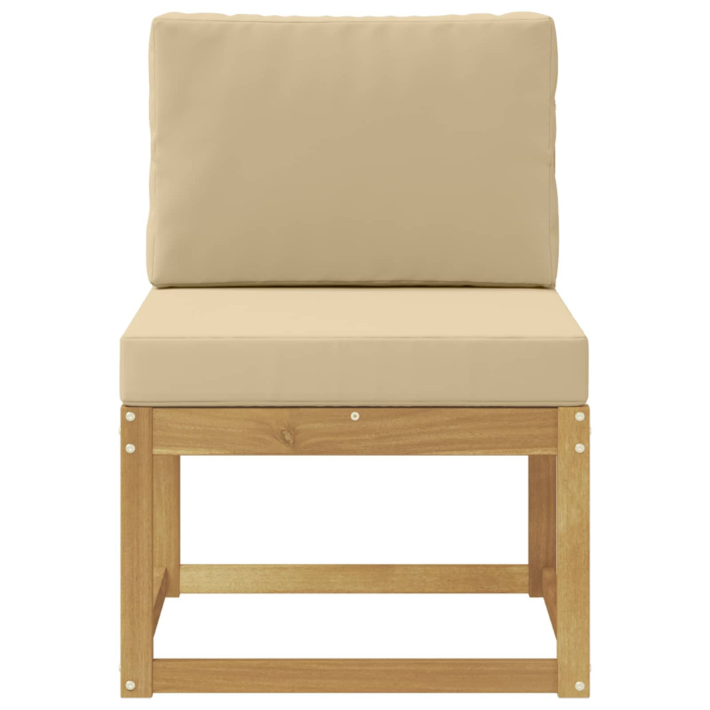 Produktbild för Utomhussoffset Vit och Beige 59 x 63 x 73 cm Massivt Akaciaträ
