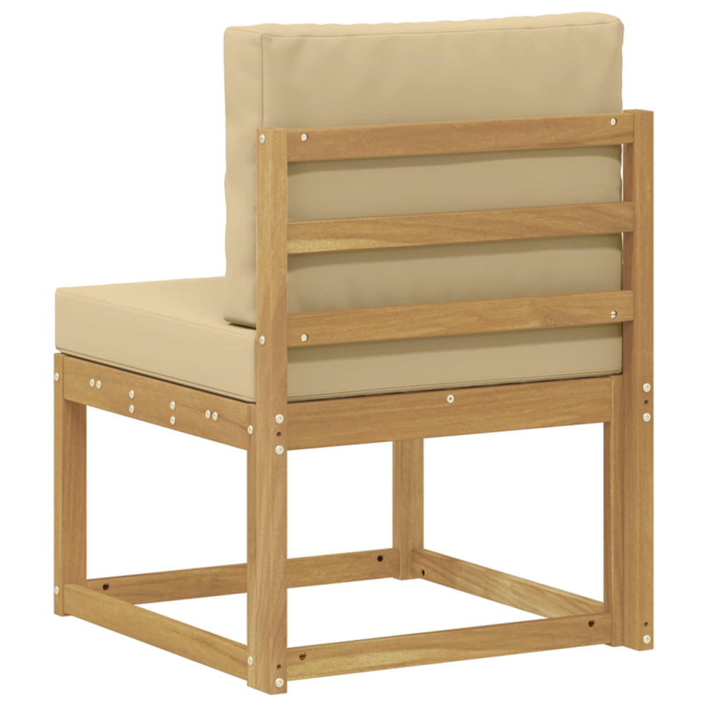 Produktbild för Utomhussoffset Vit och Beige 59 x 63 x 73 cm Massivt Akaciaträ