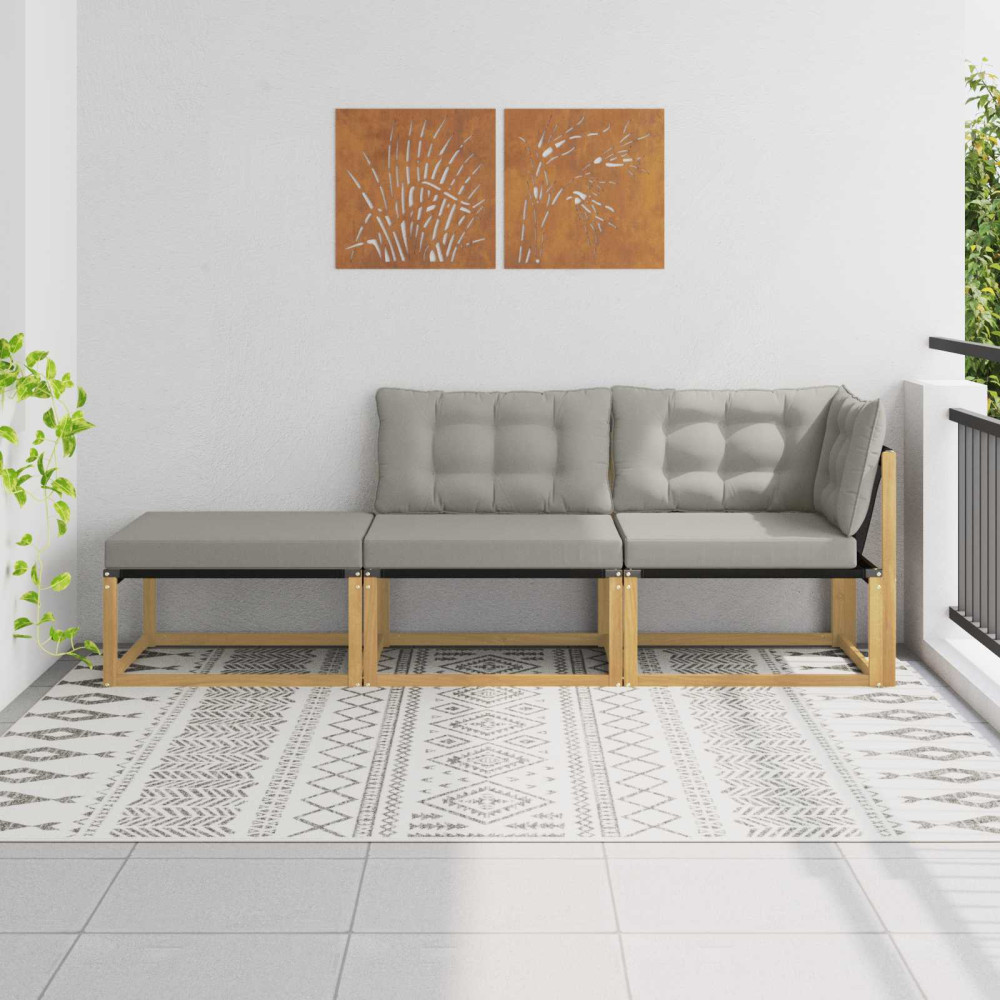 Produktbild för Utomhussoffset med kudde Vit och ljusgrå 241,5 x 83 x 73 cm
