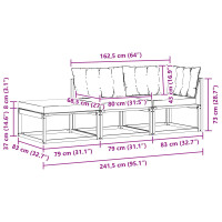 Produktbild för Utomhussoffset med kudde Vit och ljusgrå 241,5 x 83 x 73 cm