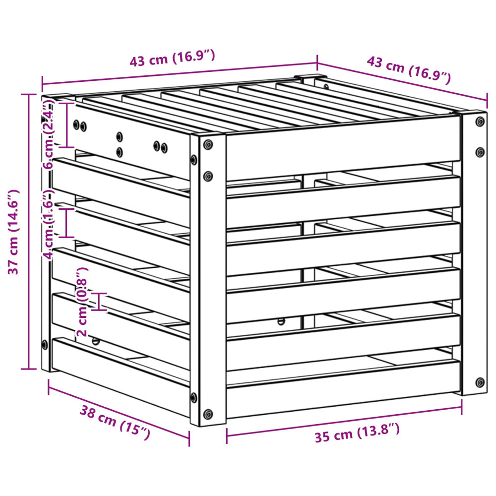 Produktbild för Utomhussoffset Vit 35 x 38 x 37 cm Massivt Akaciaträ
