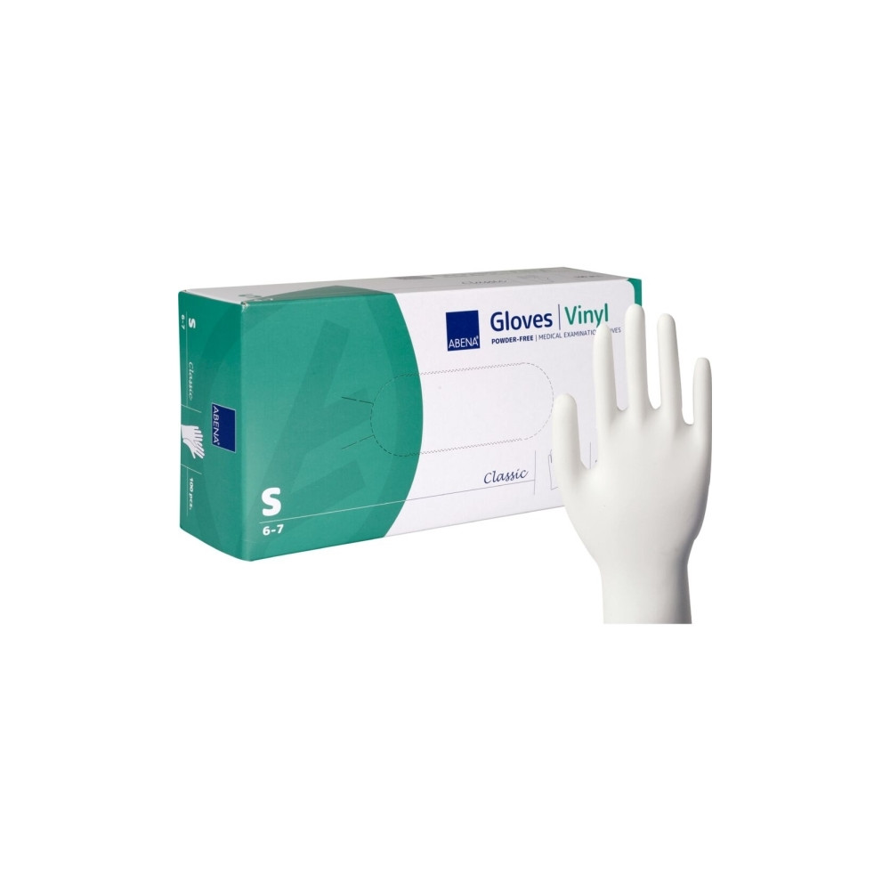 Produktbild för Abena - handskar - storlek: 6-7 - small - vinyl - transparent (paket om 100)