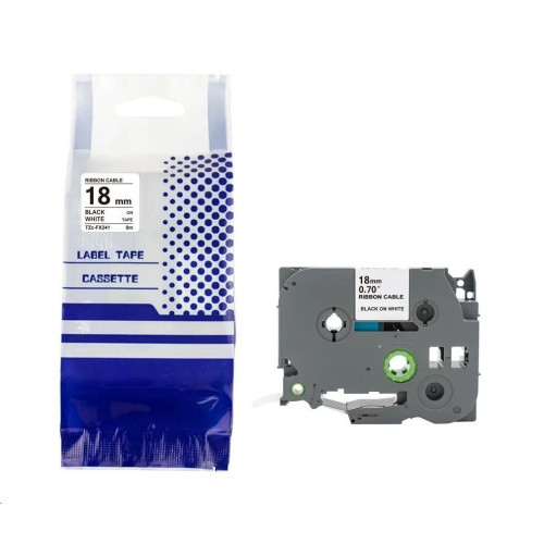 Tasma Labeltape Tasma 18 mm x 8 m sort på hvid