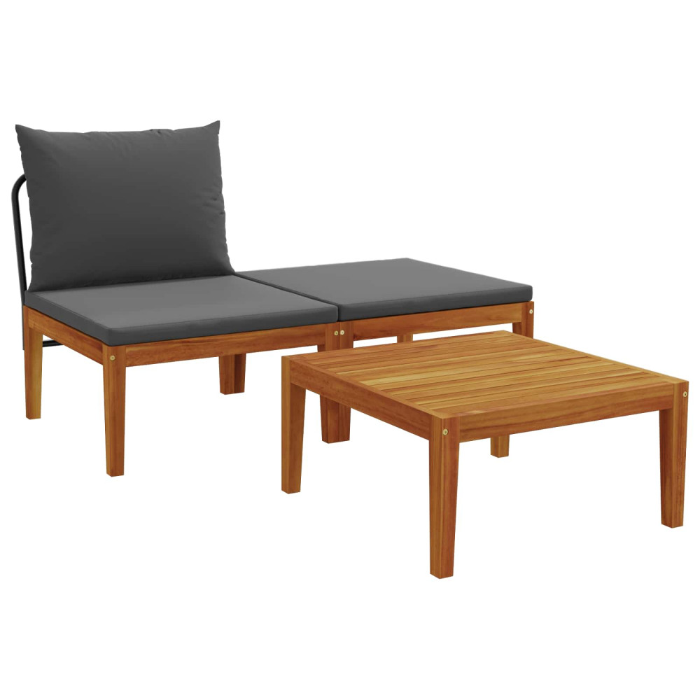 Produktbild för 3 pcs Lounge-set Massivt Akaciaträ Naturlig