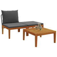 Produktbild för 3 pcs Lounge-set Massivt Akaciaträ Naturlig