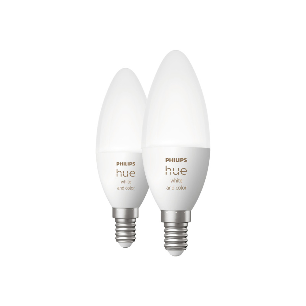 Produktbild för Philips Hue White and Color Ambiance - LED-glödlampa - form: B39 - E14 - 4 W - 16 miljoner färger - 2000-6500 K (paket om 2)