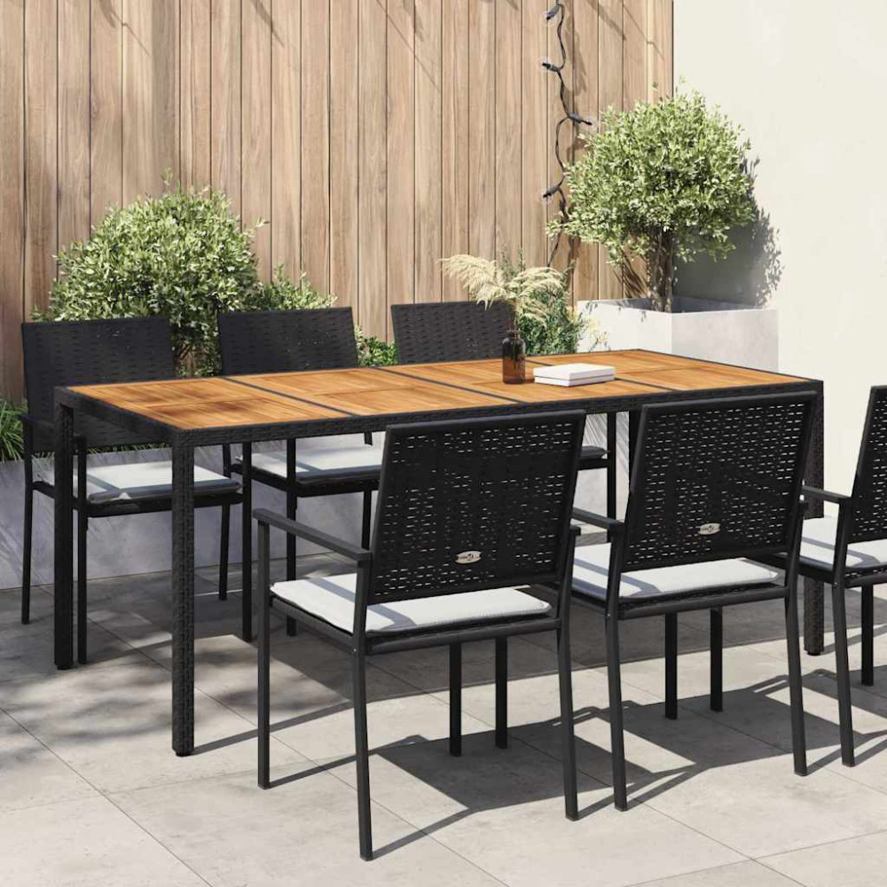Produktbild för Trädgårdsbord Svart 190 x 90 x 75 cm konstrotting