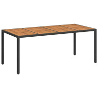 Produktbild för Trädgårdsbord Svart 190 x 90 x 75 cm konstrotting