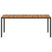 Produktbild för Trädgårdsbord Svart 190 x 90 x 75 cm konstrotting
