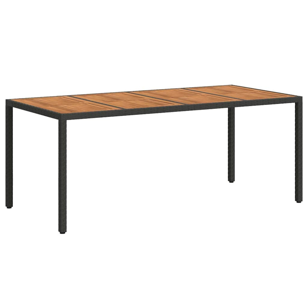 Produktbild för Trädgårdsbord Svart 190 x 90 x 75 cm konstrotting