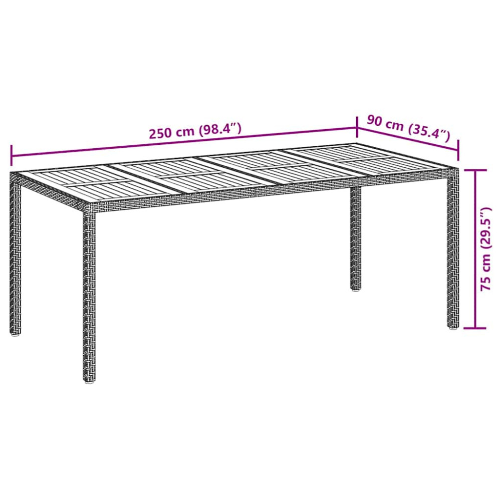 Produktbild för Trädgårdsbord Svart 190 x 90 x 75 cm konstrotting