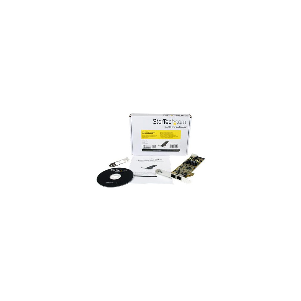 Produktbild för StarTech.com Dual Port PCI Express Gigabit Ethernet Network Card Adapter - 2 Port PCIe NIC 10/100/100 Server Adapter with PoE PSE (ST2000PEXPSE) - nätverksadapter - PCI Express x1 - Gigabit Ethernet x 2