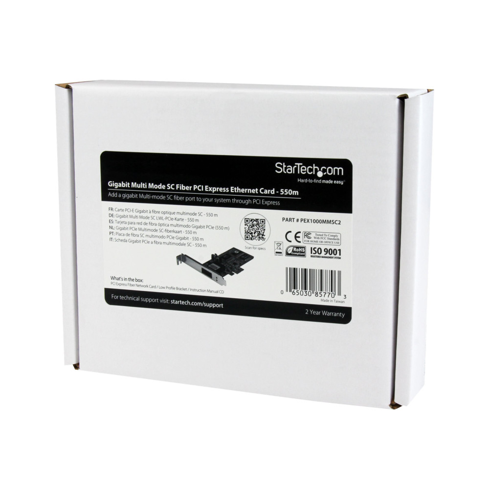 Produktbild för StarTech.com PCI Express (PCIe) Gigabit Ethernet-nätverkskortadapter för fiber med SC i multiläge - 550 m - nätverksadapter - PCI Express x1 - 1000Base-FX