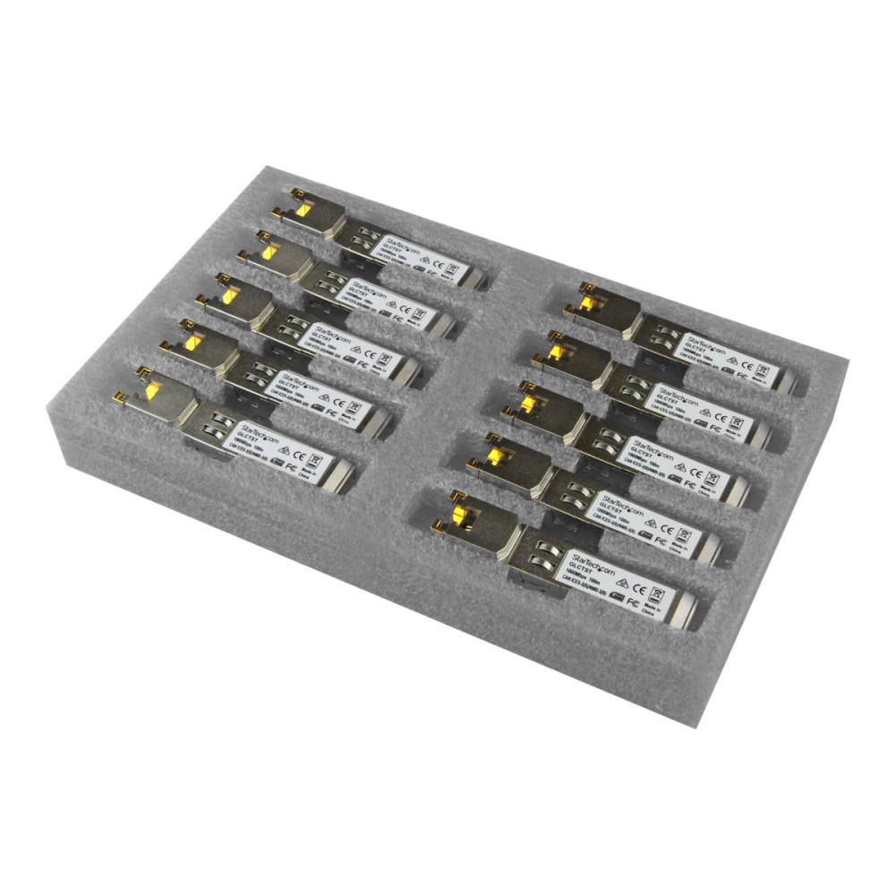 Produktbild för Startech Cisco GLC-T-kompatibel SFP-sändtagarmodul - 1000BASE-T - 10-pack - SFP-sändar/mottagarmodul (mini-GBIC) - 1GbE