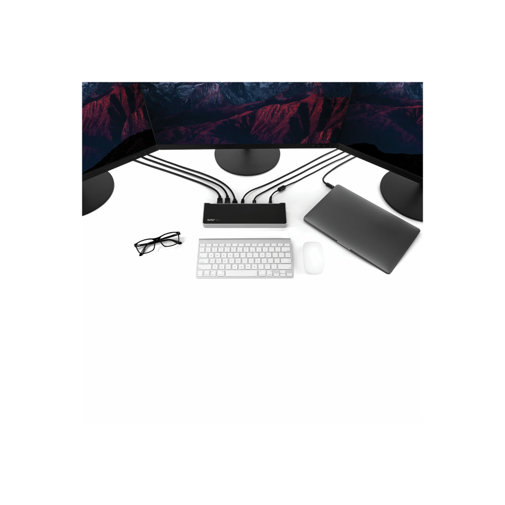 Produktbild för StarTech.com 4K USB-C-docka för tre skärmar med 5 USB 3.0-portar - 100W PD - dockningsstation - USB-C - HDMI, DP - 1GbE - TAA-kompatibel