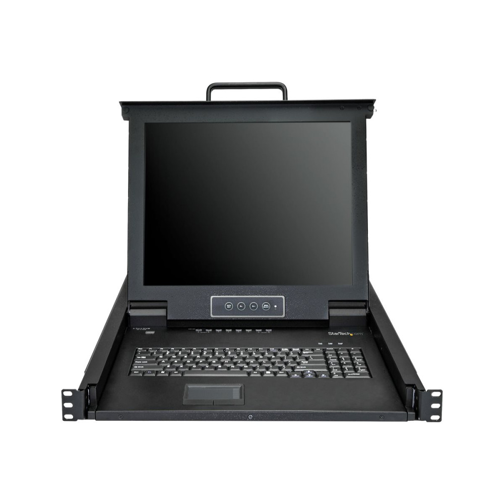Produktbild för StarTech.com 8-ports rackmonterad KVM-konsol med 1,8 m kablar - Integrerad KVM-switch med 17-tums LCD-skärm - 1U LCD KVM-låda - OSD KVM - Hållbar 50 000 MTBF - USB + VGA-support - KVM-konsol - 17"