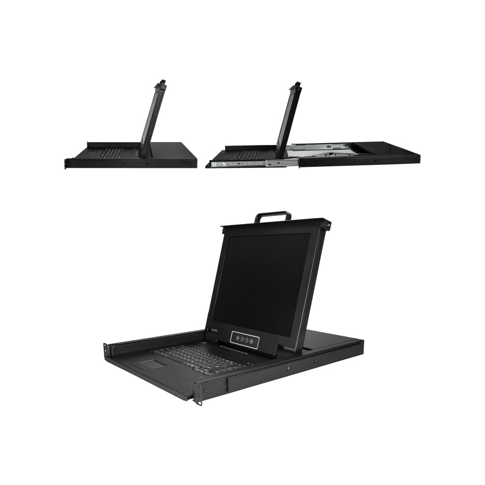 Produktbild för StarTech.com 8-ports rackmonterad KVM-konsol med 1,8 m kablar - Integrerad KVM-switch med 17-tums LCD-skärm - 1U LCD KVM-låda - OSD KVM - Hållbar 50 000 MTBF - USB + VGA-support - KVM-konsol - 17"