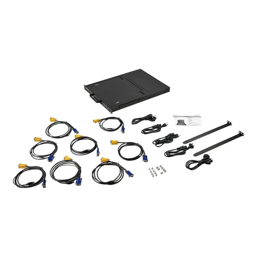 Produktbild för StarTech.com 8-ports rackmonterad KVM-konsol med 1,8 m kablar - Integrerad KVM-switch med 17-tums LCD-skärm - 1U LCD KVM-låda - OSD KVM - Hållbar 50 000 MTBF - USB + VGA-support - KVM-konsol - 17"