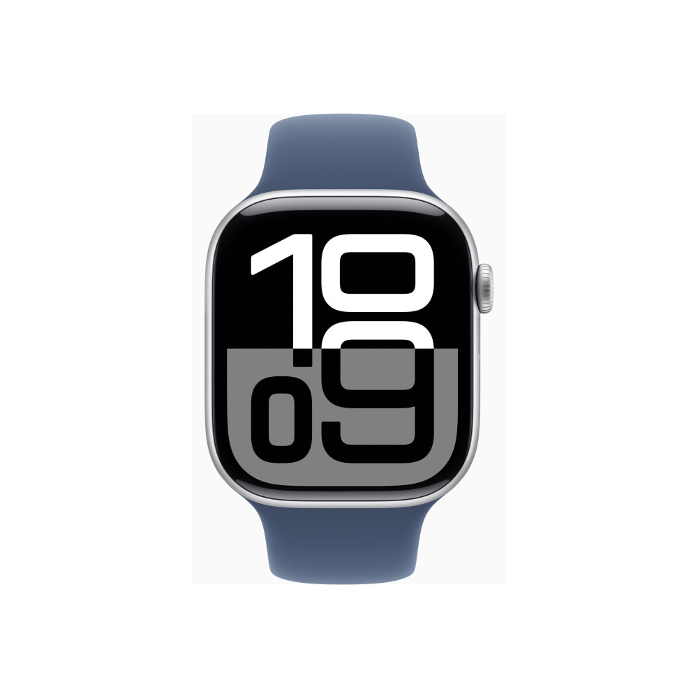 Produktbild för Apple Watch Series 10 (GPS + Cellular) - silveraluminium - smart klocka med sportband - denim - 64 GB