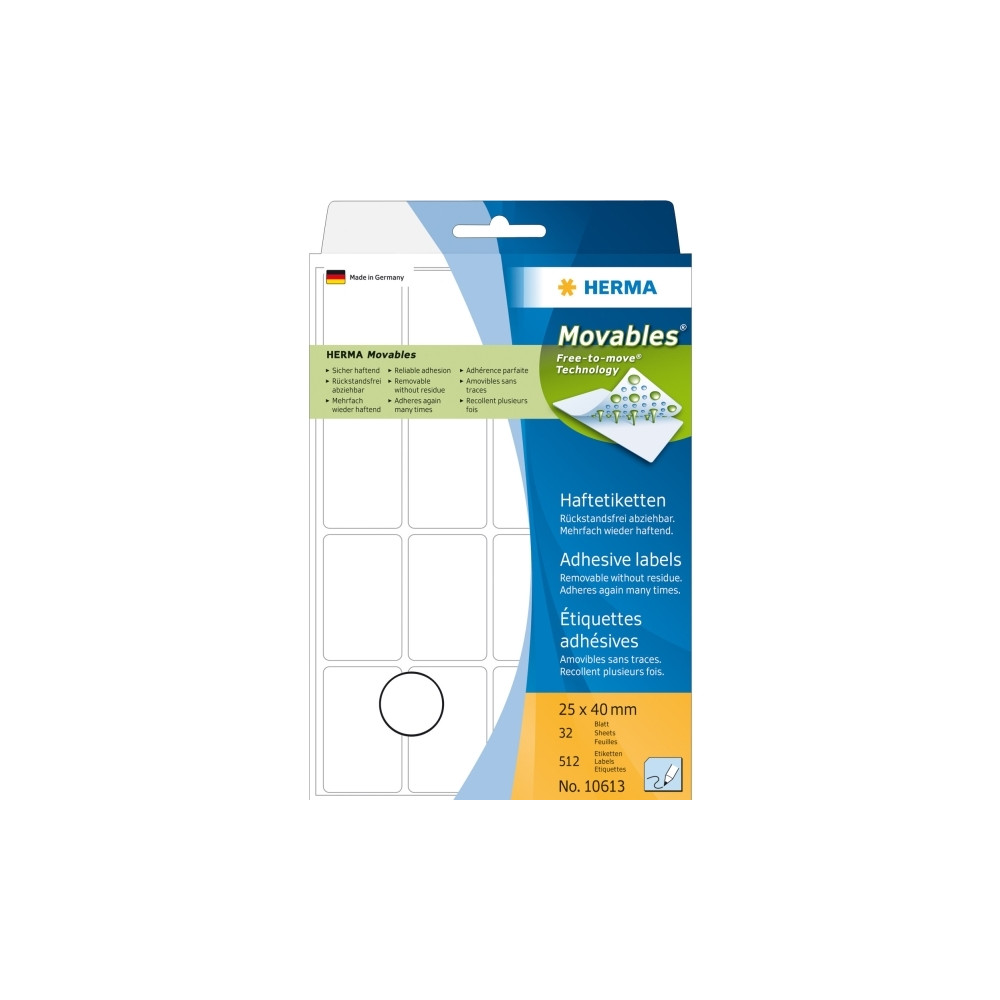 Produktbild för HERMA Movables - etiketter - 512 etikett (er) - 25 x 40 mm
