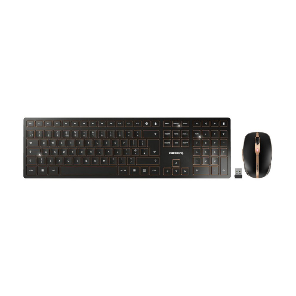 Produktbild för CHERRY DW 9100 SLIM - sats med tangentbord och mus - QWERTY - brittisk - svart/brons Inmatningsenhet