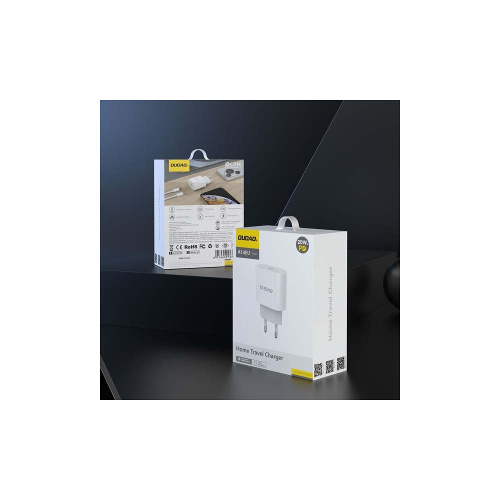 Produktbild för Dudao A14EUC PD 20W USB-C nätladdare med kabel