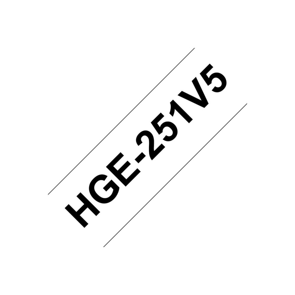 Produktbild för Brother HGE-251V5 - bandlaminat - 5 kassett(er) - Rulle ( 2,4 cm x 8 m)