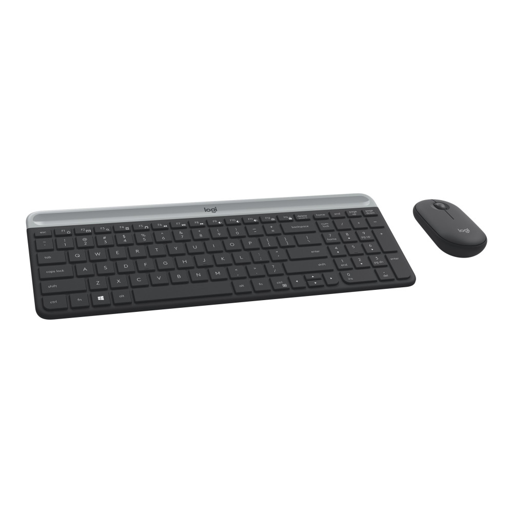 Produktbild för Logitech Slim Wireless Combo MK470 - sats med tangentbord och mus - fransk - grafit Inmatningsenhet
