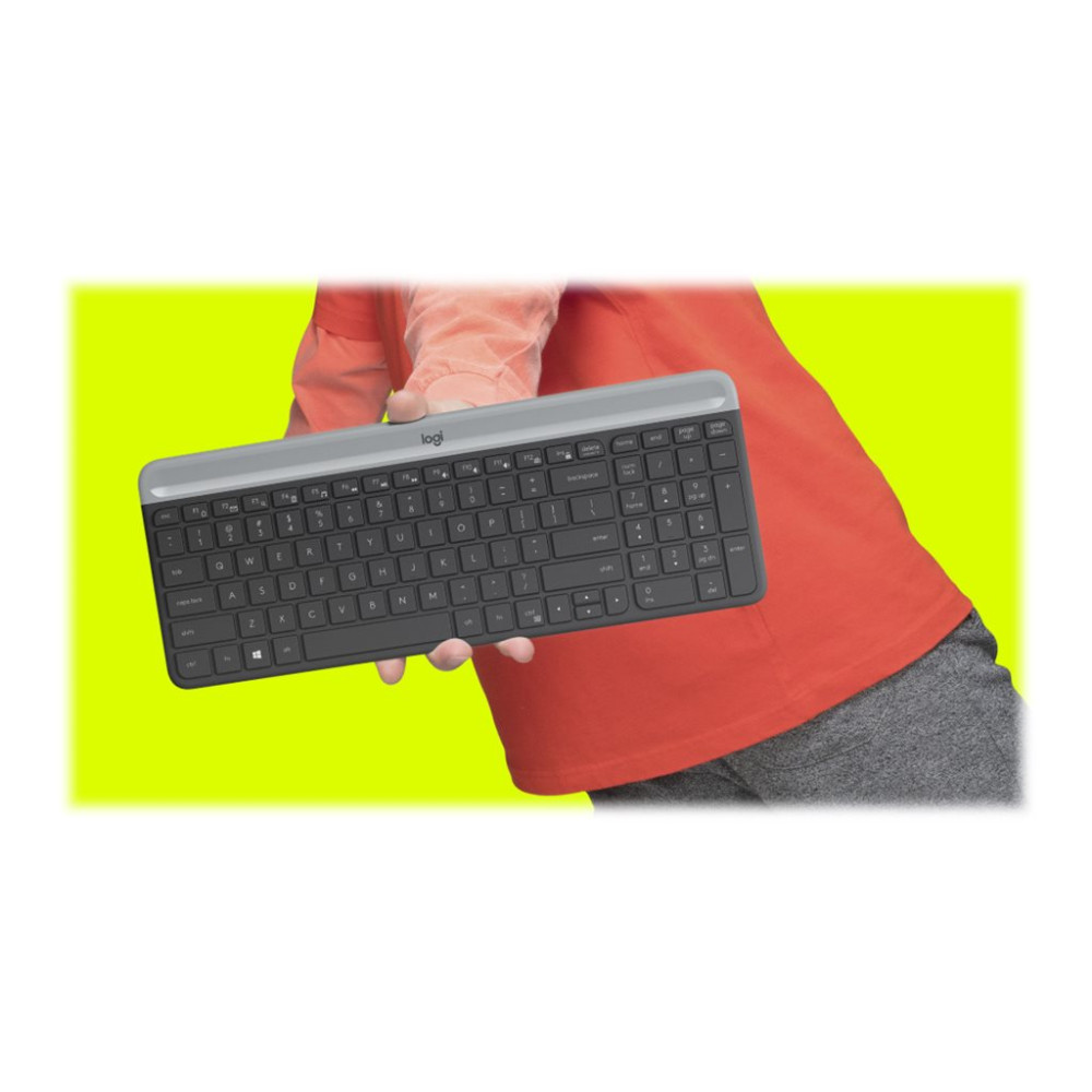 Produktbild för Logitech Slim Wireless Combo MK470 - sats med tangentbord och mus - fransk - grafit Inmatningsenhet