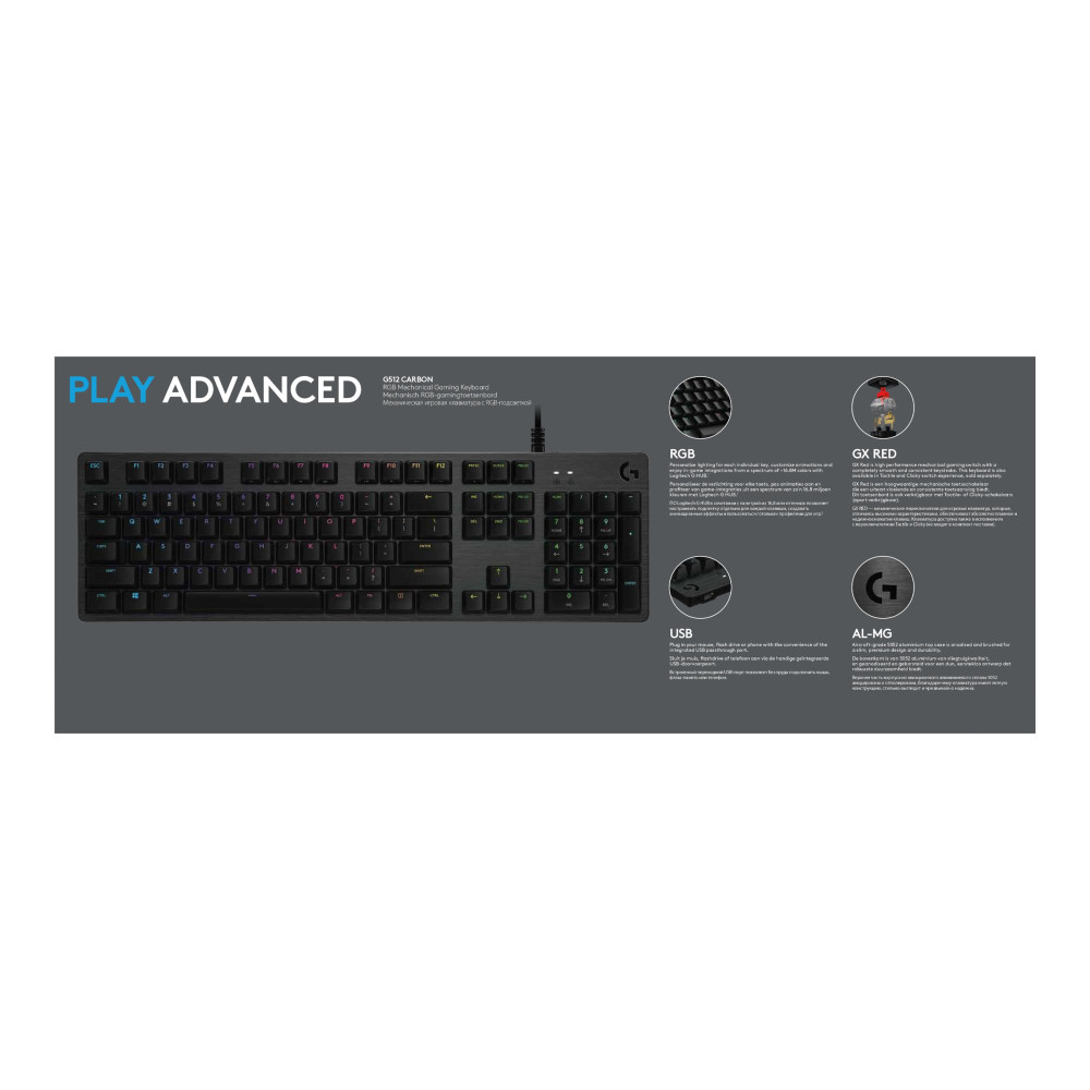 Produktbild för Logitech Gaming G512 - tangentbord - USA, internationellt - kol Inmatningsenhet