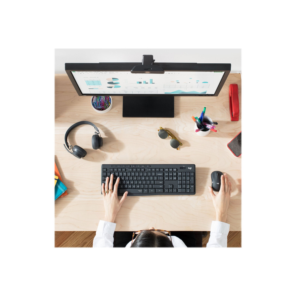 Produktbild för Logitech MK295 Silent - sats med tangentbord och mus - fransk - grafit Inmatningsenhet