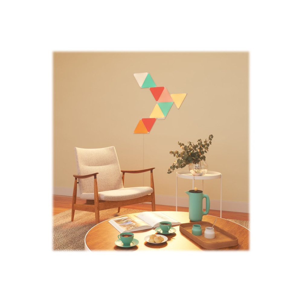 Produktbild för Nanoleaf Shapes Smarter Kit - trådlös belysningsuppsättning - LED x 15 - 1.7 W - 16 miljoner färger - 1200-6500 K - triangel
