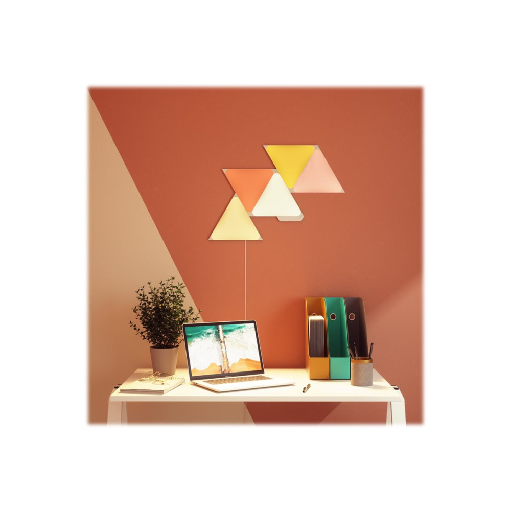 Produktbild för Nanoleaf Shapes Smarter Kit - trådlös belysningsuppsättning - LED x 15 - 1.7 W - 16 miljoner färger - 1200-6500 K - triangel