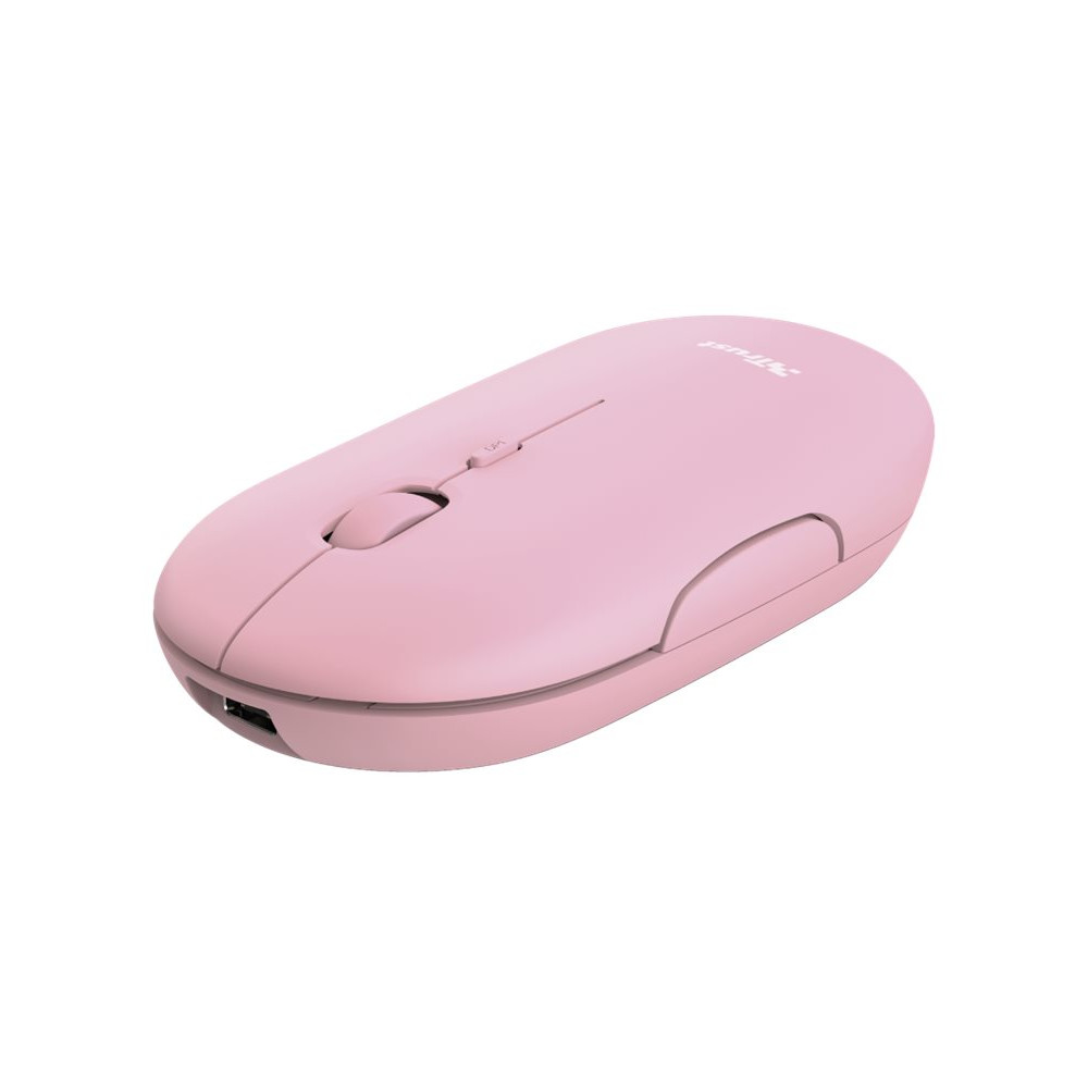 Produktbild för Trust Puck - mus - Bluetooth, 2.4 GHz - rosa