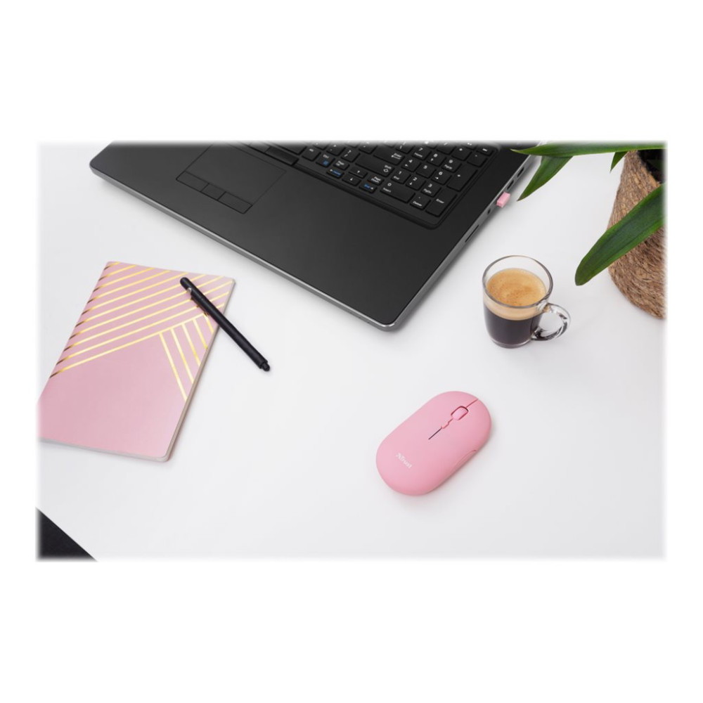 Produktbild för Trust Puck - mus - Bluetooth, 2.4 GHz - rosa