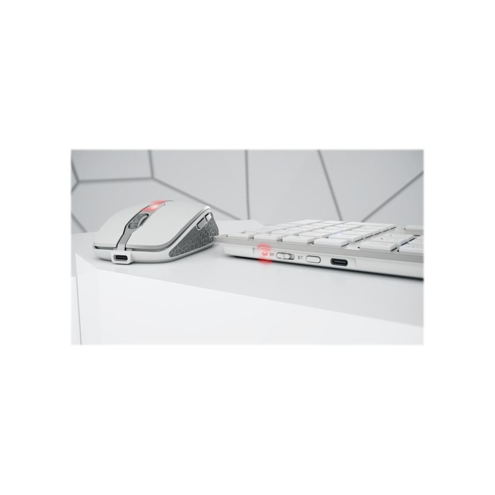 Produktbild för CHERRY DW 9100 SLIM - sats med tangentbord och mus - AZERTY - fransk - vit, silver Inmatningsenhet