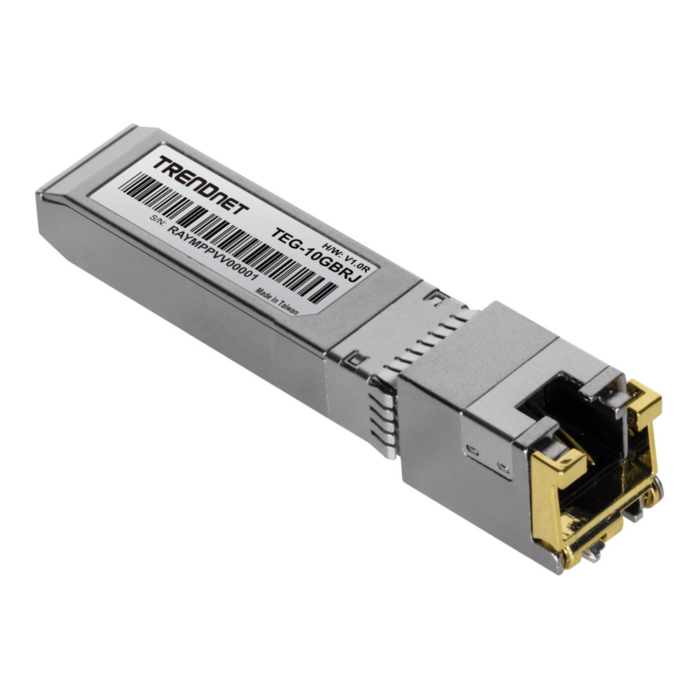 Produktbild för TRENDnet TEG 10GBRJ - SFP+ sändar/mottagarmodul - 1GbE, 10GbE, 5GbE, 2.5GbE - TAA-kompatibel