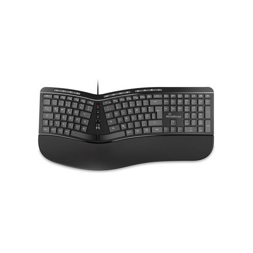 MediaRange MediaRange MROS120 - tangentbord - multimedia, ergonomic - 100% full size - med rullningshjul - QWERTZ - Tyskland/Österrike - svart Inmatningsenhet