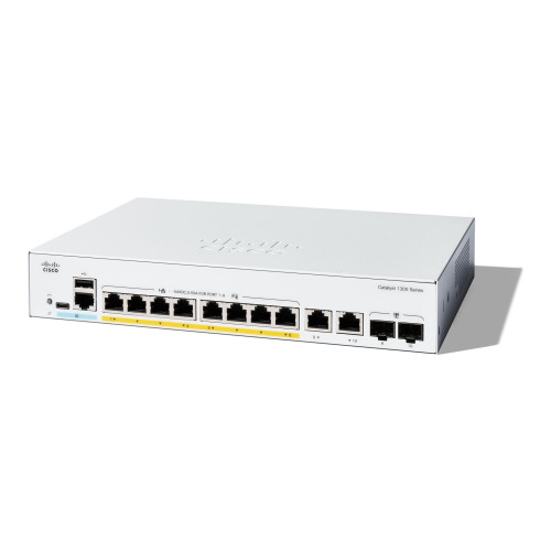 Cisco Systems Cisco Catalyst 1300-8P-E-2G - switch - 8 portar - Administrerad - rackmonterbar