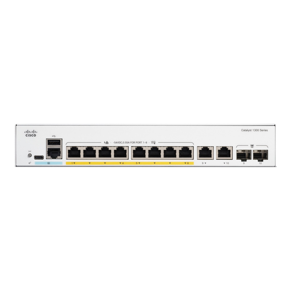Produktbild för Cisco Catalyst 1300-8P-E-2G - switch - 8 portar - Administrerad - rackmonterbar